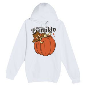 Howdy Pumpkin Cowboy Fall Premium Pullover Hoodie