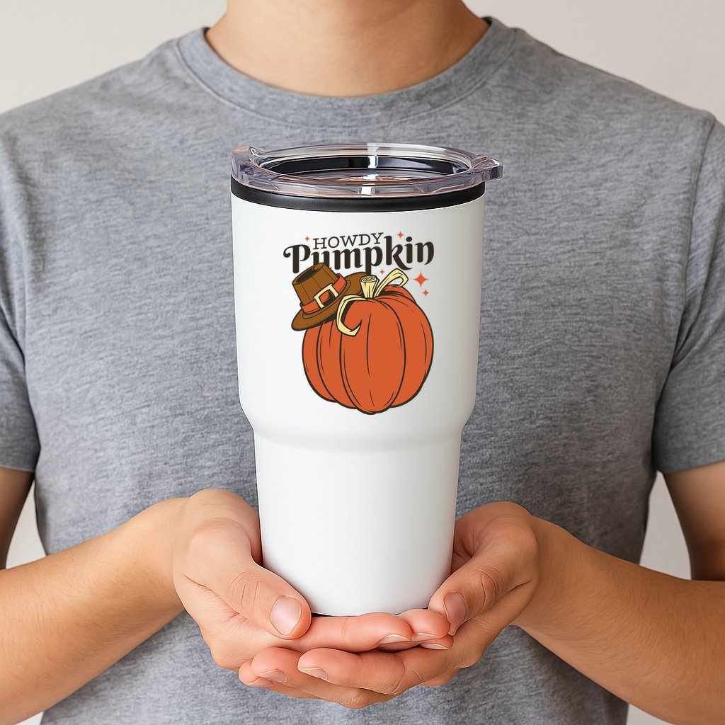 Howdy Pumpkin Cowboy Fall Tumbler