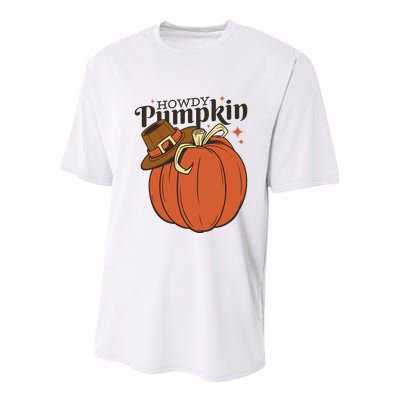 Howdy Pumpkin Cowboy Fall Youth Performance Sprint T-Shirt
