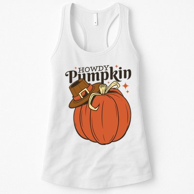 Howdy Pumpkin Cowboy Fall Womens Tank Top