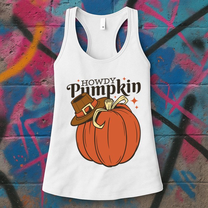 Howdy Pumpkin Cowboy Fall Womens Tank Top