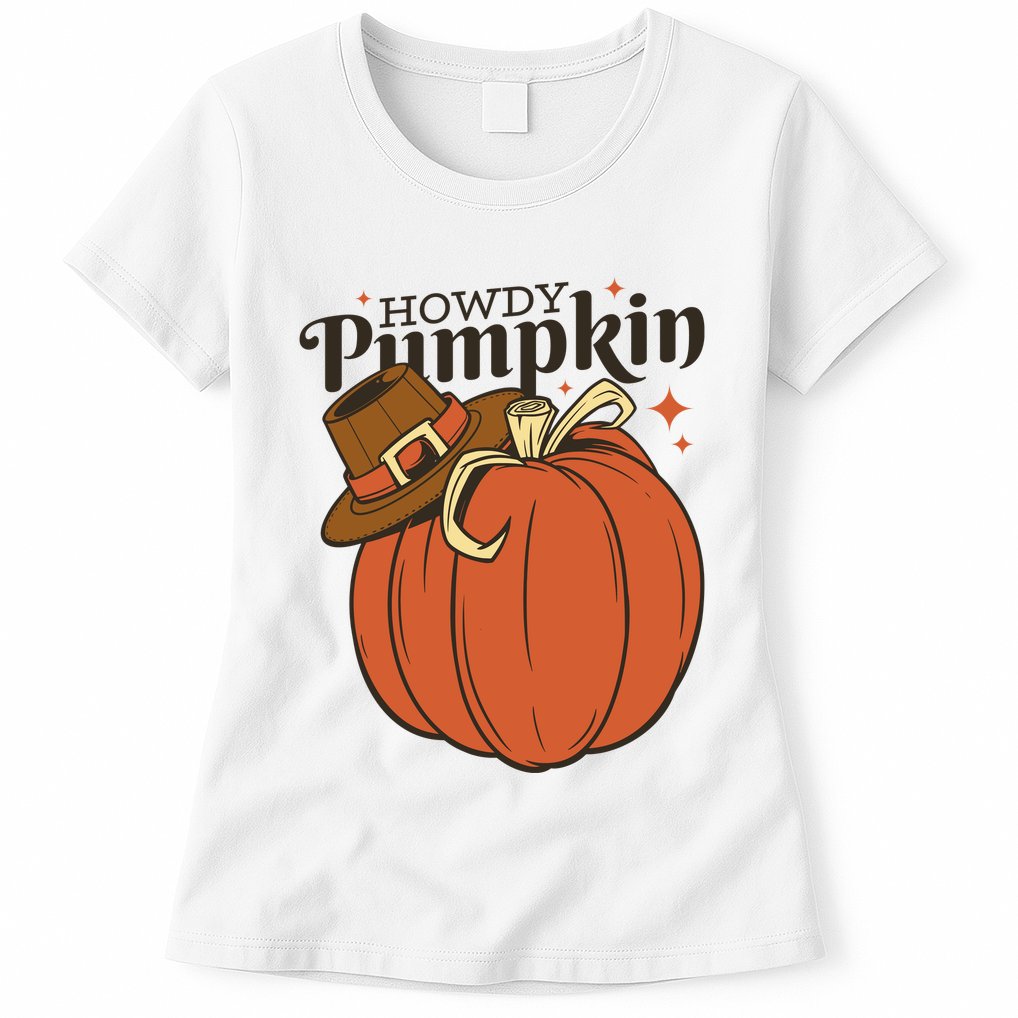 Howdy Pumpkin Cowboy Fall Womens T-Shirt