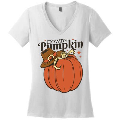 Howdy Pumpkin Cowboy Fall Women's V-Neck T-Shirt