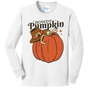 Howdy Pumpkin Cowboy Fall Kids Long Sleeve Shirt