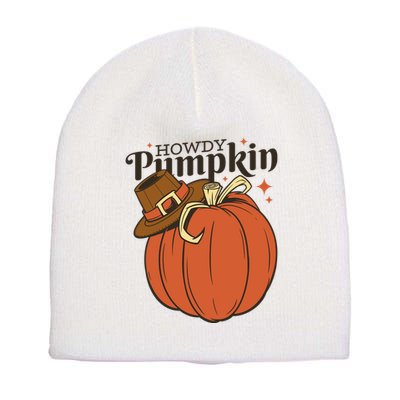 Howdy Pumpkin Cowboy Fall Short Acrylic Beanie