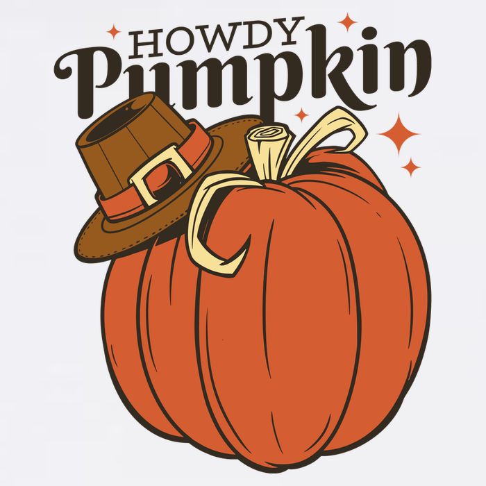 Howdy Pumpkin Cowboy Fall Short Acrylic Beanie