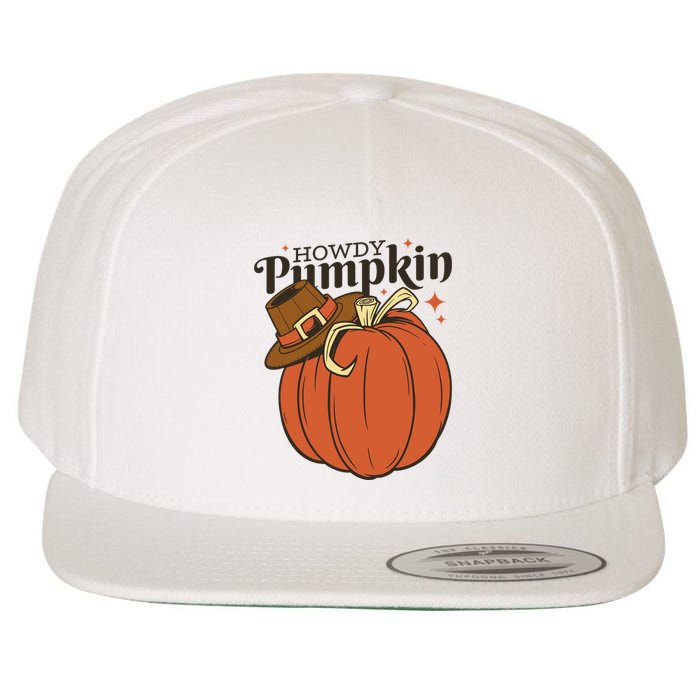 Howdy Pumpkin Cowboy Fall Wool Snapback Cap