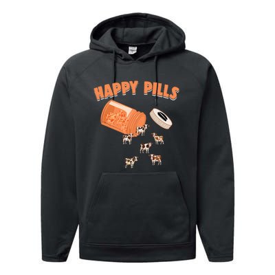 Happy Pills Cow Funny Livestock Farm Animal Lovers Novelty Performance Fleece Hoodie