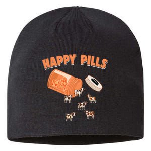 Happy Pills Cow Funny Livestock Farm Animal Lovers Novelty Sustainable Beanie