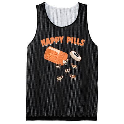 Happy Pills Cow Funny Livestock Farm Animal Lovers Novelty Mesh Reversible Basketball Jersey Tank