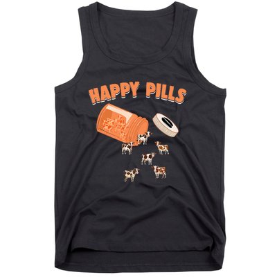 Happy Pills Cow Funny Livestock Farm Animal Lovers Novelty Tank Top