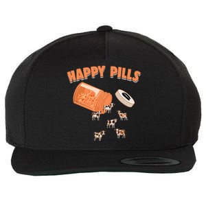 Happy Pills Cow Funny Livestock Farm Animal Lovers Novelty Wool Snapback Cap