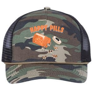 Happy Pills Cow Funny Livestock Farm Animal Lovers Novelty Retro Rope Trucker Hat Cap