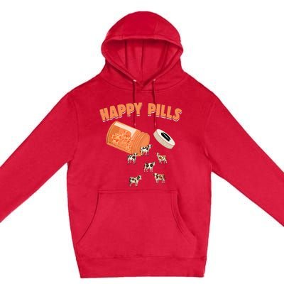 Happy Pills Cow Funny Livestock Farm Animal Lovers Novelty Premium Pullover Hoodie