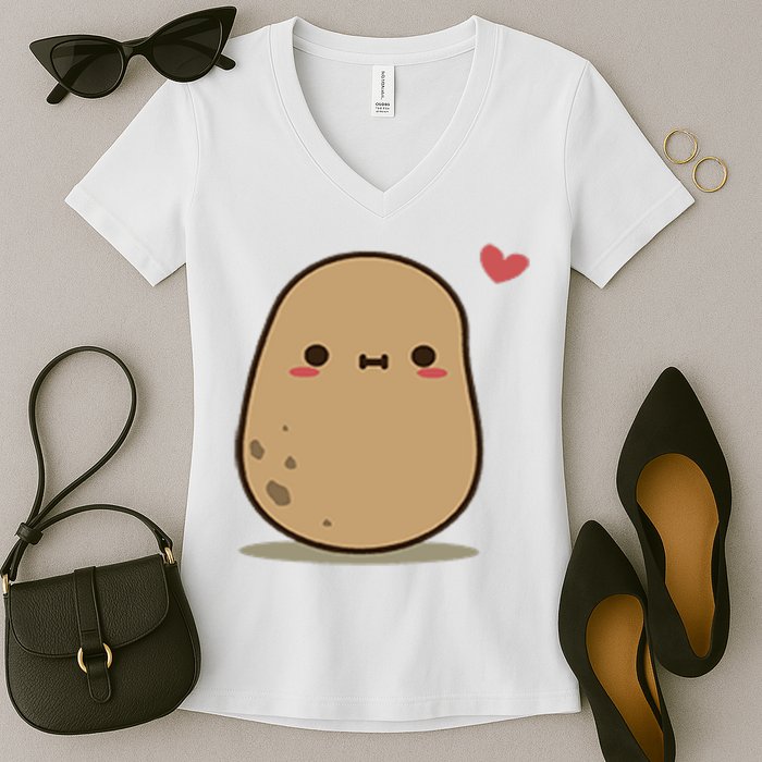 Happy Potato Cool Gift Women's V-Neck T-Shirt