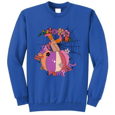 Howdy Pumpkin Cow Pumpkin Spooky Vibes Hippie Halloween Gift Sweatshirt