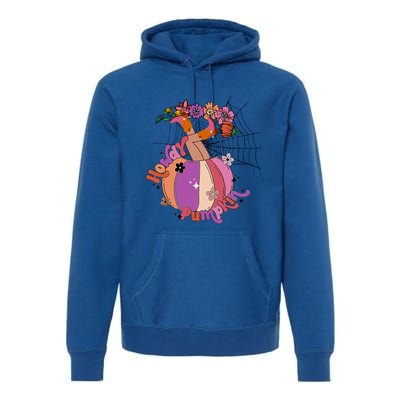 Howdy Pumpkin Cow Pumpkin Spooky Vibes Hippie Halloween Gift Premium Hoodie