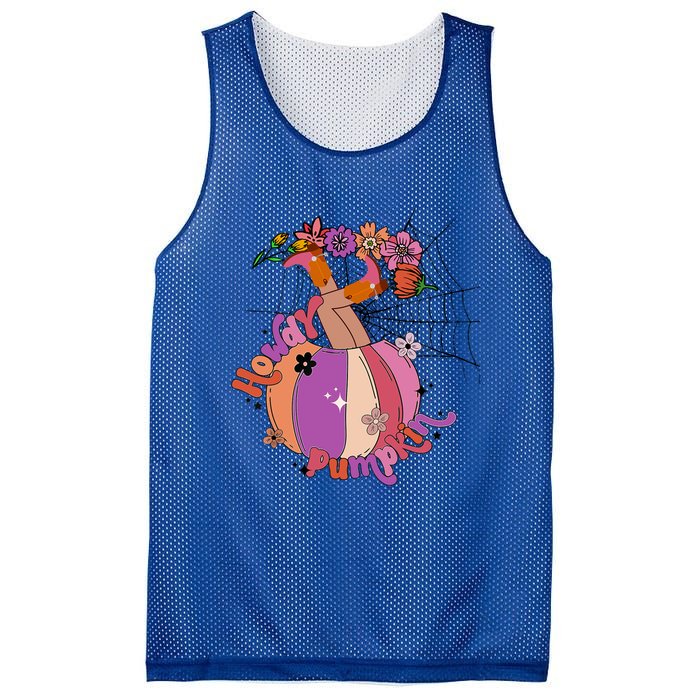 Howdy Pumpkin Cow Pumpkin Spooky Vibes Hippie Halloween Gift Mesh Reversible Basketball Jersey Tank