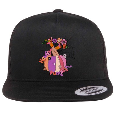 Howdy Pumpkin Cow Pumpkin Spooky Vibes Hippie Halloween Cute Gift Flatbill Hat