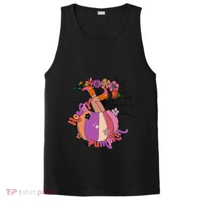 Howdy Pumpkin Cow Pumpkin Spooky Vibes Hippie Halloween Cute Gift PosiCharge Competitor Tank