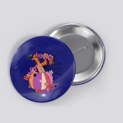 Howdy Pumpkin Cow Pumpkin Spooky Vibes Hippie Halloween Cute Gift Button