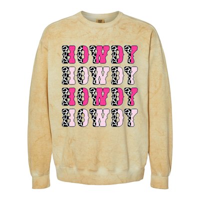 Howdy Pink Cow Print Western Country Cowgirl Texas Rodeo Colorblast Crewneck Sweatshirt