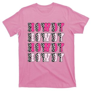 Howdy Pink Cow Print Western Country Cowgirl Texas Rodeo T-Shirt