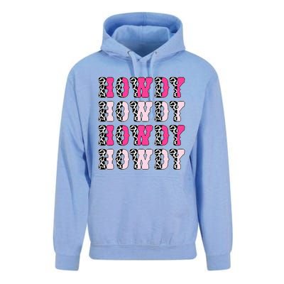 Howdy Pink Cow Print Western Country Cowgirl Texas Rodeo Unisex Surf Hoodie