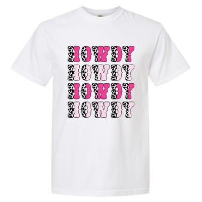 Howdy Pink Cow Print Western Country Cowgirl Texas Rodeo Garment-Dyed Heavyweight T-Shirt