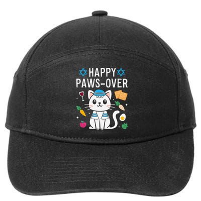 Happy Pawsover Cat Lover Funny Cat Passover Seder 7-Panel Snapback Hat