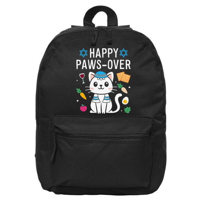Happy Pawsover Cat Lover Funny Cat Passover Seder 16 in Basic Backpack