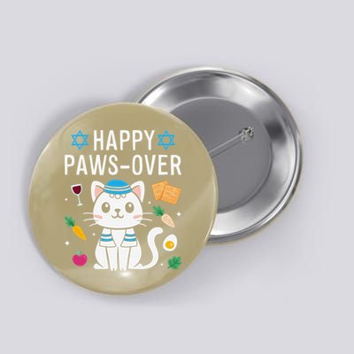 Happy Pawsover Cat Lover Funny Cat Passover Seder Button