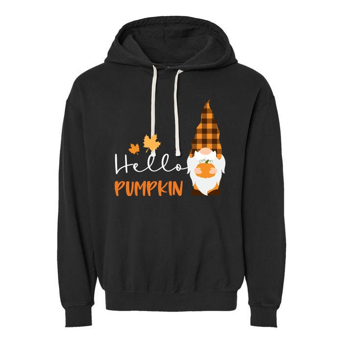 Hello Pumpkin Cute Gnome Fall Autumn Garment-Dyed Fleece Hoodie