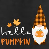 Hello Pumpkin Cute Gnome Fall Autumn 7 Panel Mesh Trucker Snapback Hat