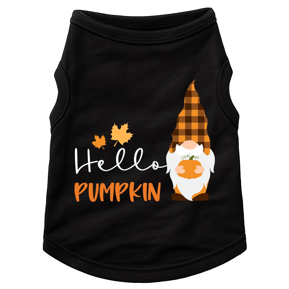 Hello Pumpkin Cute Gnome Fall Autumn Doggie Tank
