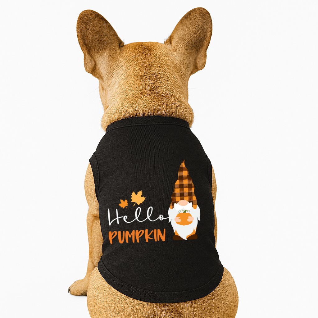 Hello Pumpkin Cute Gnome Fall Autumn Doggie Tank