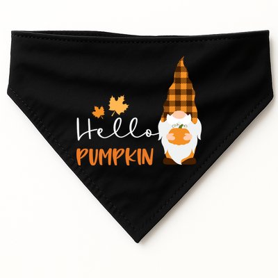 Hello Pumpkin Cute Gnome Fall Autumn USA-Made Doggie Bandana