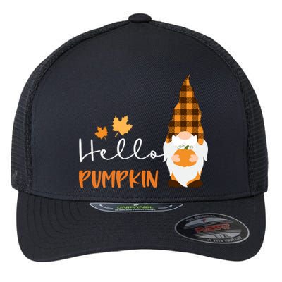 Hello Pumpkin Cute Gnome Fall Autumn Flexfit Unipanel Trucker Cap