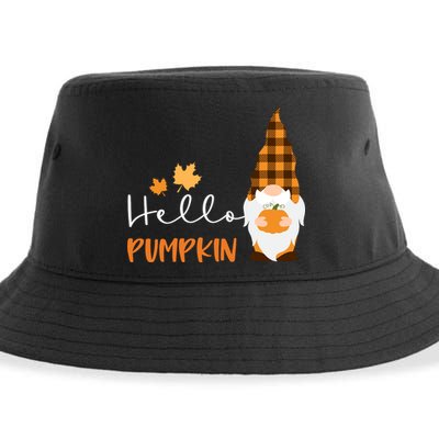 Hello Pumpkin Cute Gnome Fall Autumn Sustainable Bucket Hat