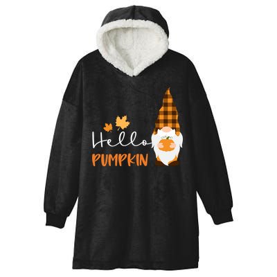 Hello Pumpkin Cute Gnome Fall Autumn Hooded Wearable Blanket