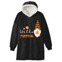 Hello Pumpkin Cute Gnome Fall Autumn Hooded Wearable Blanket