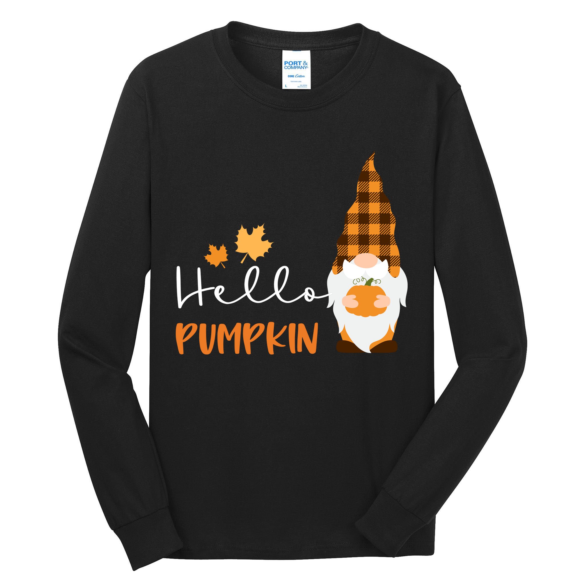 Hello Pumpkin Cute Gnome Fall Autumn Tall Long Sleeve T-Shirt