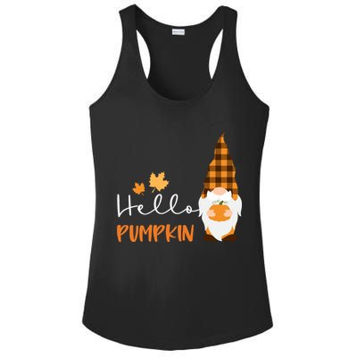 Hello Pumpkin Cute Gnome Fall Autumn Ladies PosiCharge Competitor Racerback Tank