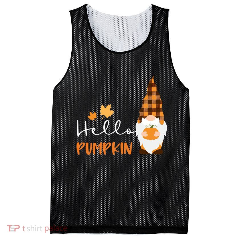 Hello Pumpkin Cute Gnome Fall Autumn Mesh Reversible Basketball Jersey Tank