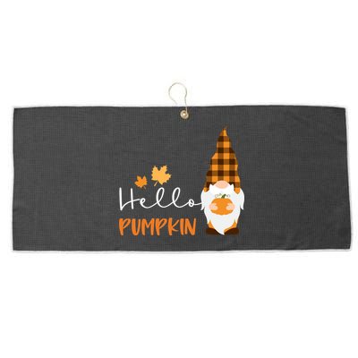 Hello Pumpkin Cute Gnome Fall Autumn Large Microfiber Waffle Golf Towel