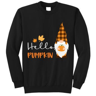 Hello Pumpkin Cute Gnome Fall Autumn Tall Sweatshirt