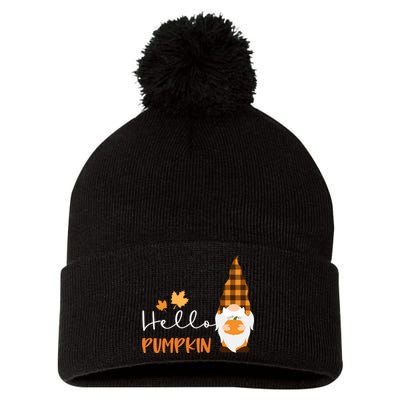 Hello Pumpkin Cute Gnome Fall Autumn Pom Pom 12in Knit Beanie