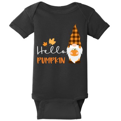 Hello Pumpkin Cute Gnome Fall Autumn Baby Bodysuit