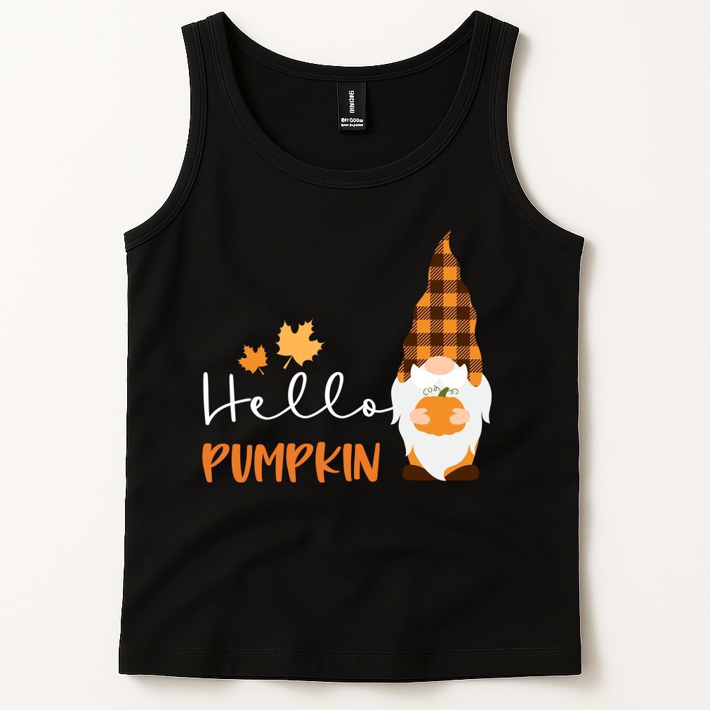 Hello Pumpkin Cute Gnome Fall Autumn Tank Top