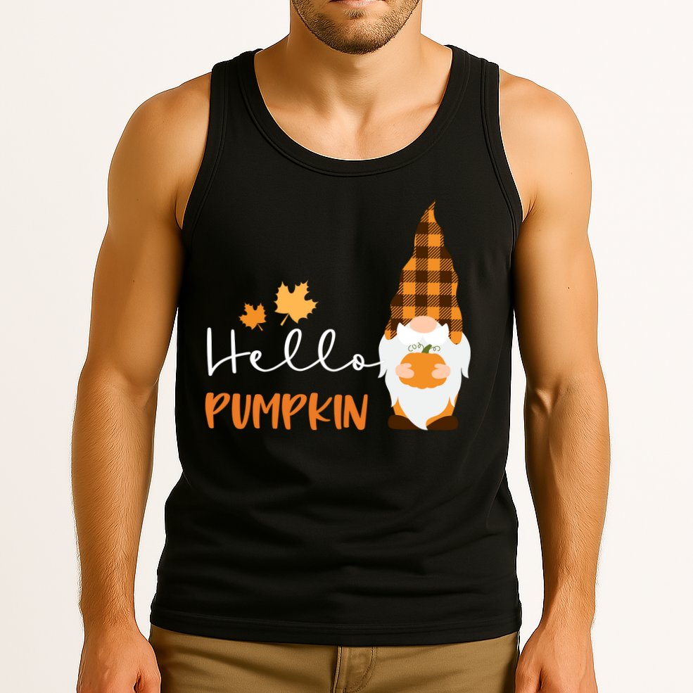 Hello Pumpkin Cute Gnome Fall Autumn Tank Top